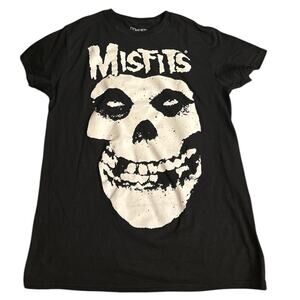 The Misfits Classic Skull With Logo Black Tee‎ Shirt New Size Small Punk Rock